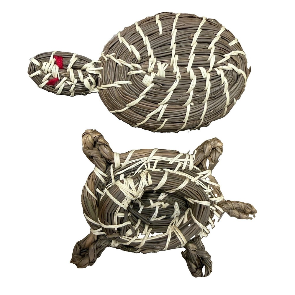 Vintage Basket Turtle Tortoise Mexican Coiled Effigy - Picture 6 of 9